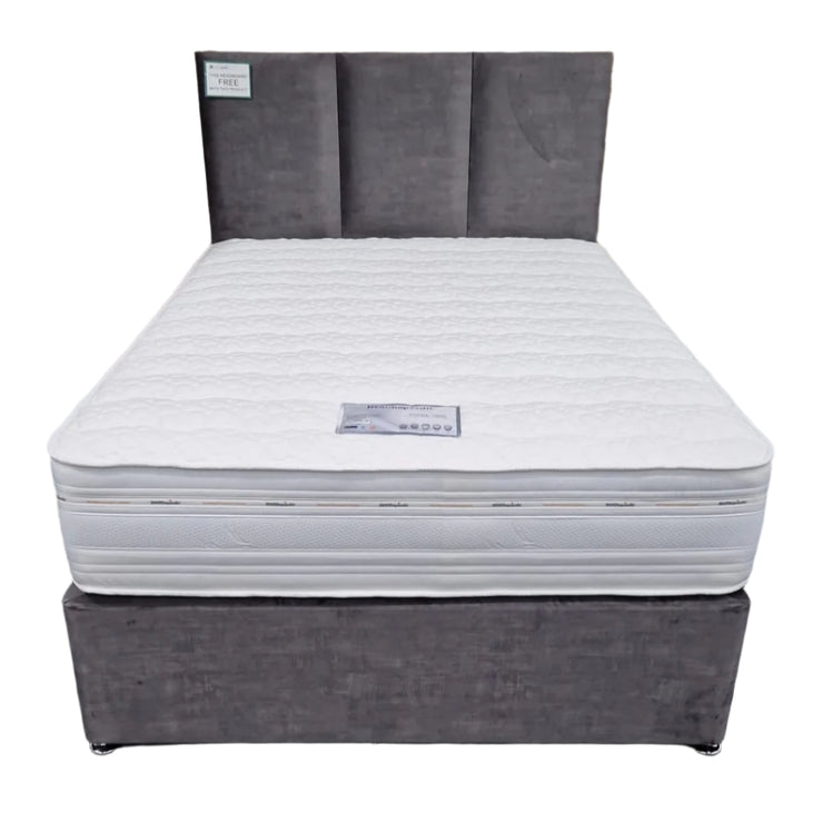 SOLICE 4'6 Double Divan Set with FREE Headboard and 2 Drawers