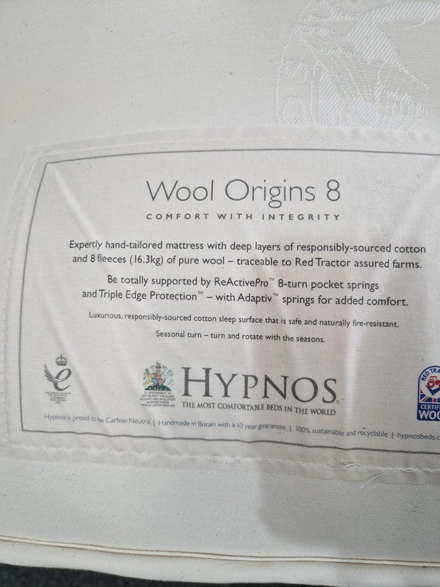 5'0 King Size Wool Origins 8 Non Drawer Firm Edge Divan Set Including Free Floorstanding Headboard